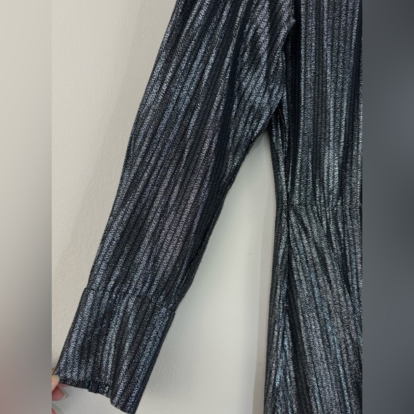 Maje Ralery Striped Metallic Mini Dress in Argent Silver EU Size 36 / US Small - Picture 10 of 16